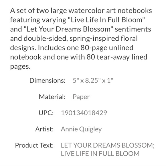 NWT Set 2 Notebooks "Let Your Dreams Blossom" - Picture 4 of 5